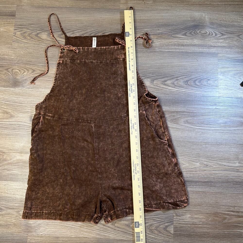 Washed Linen Knot Strap Romper Large Zenana Boho Cottagecore - Picture 8 of 9